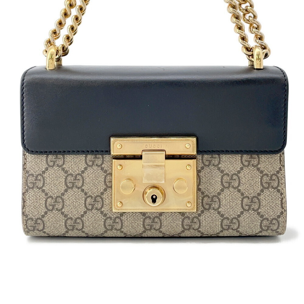 Gucci Chain Shoulder Bag GG Supreme Padlock Double